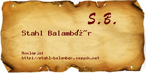 Stahl Balambér névjegykártya